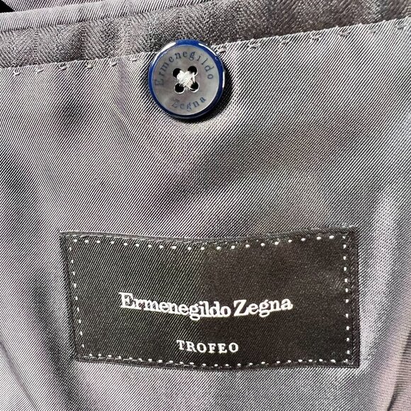 ERMENEGILDO ZEGNA Pin Stripe Two-Piece Wool Suit Trofeo 600 Gray 48R Italy - Picture 8 of 15